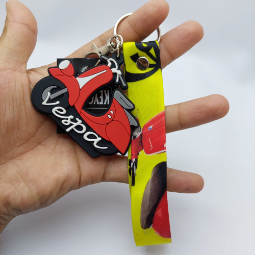 Vespa Both Sided 3D Rubber Keyring - Red At Wholesale & Retail